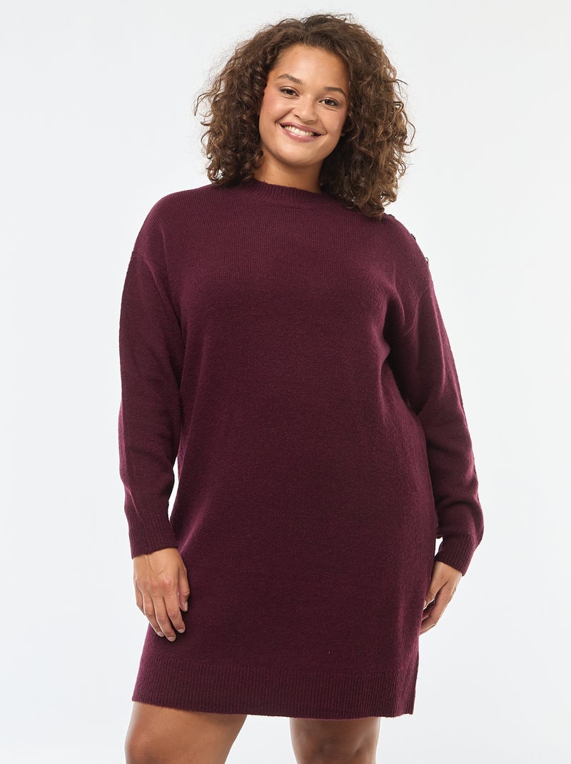 Vestido jersey con botones decorativos en el hombro Rojo - Kiabi