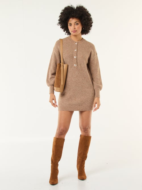 Vestido jersey con botones dorados - Kiabi