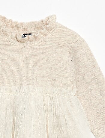 Vestido tipo jersey con falda de tul