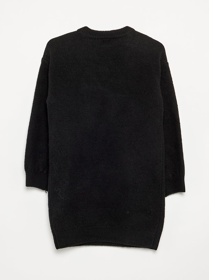 Vestido jersey con gran lazo delantero Negro - Kiabi