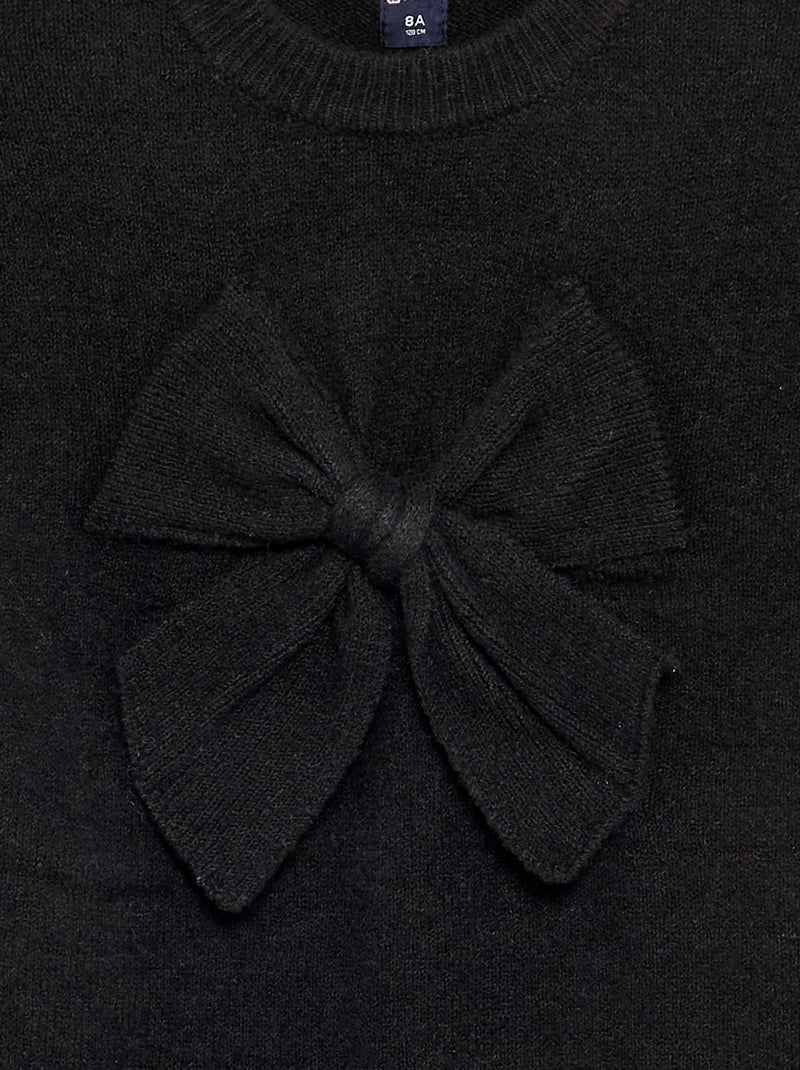 Vestido jersey con gran lazo delantero Negro - Kiabi