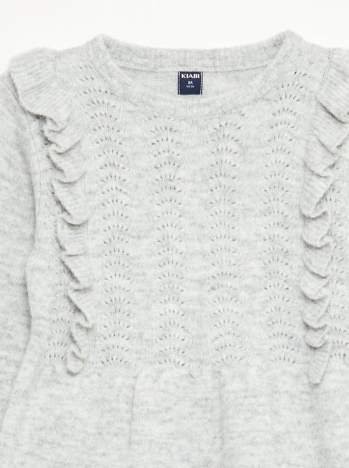 Vestido jersey con punto calado y volantes - Kiabi