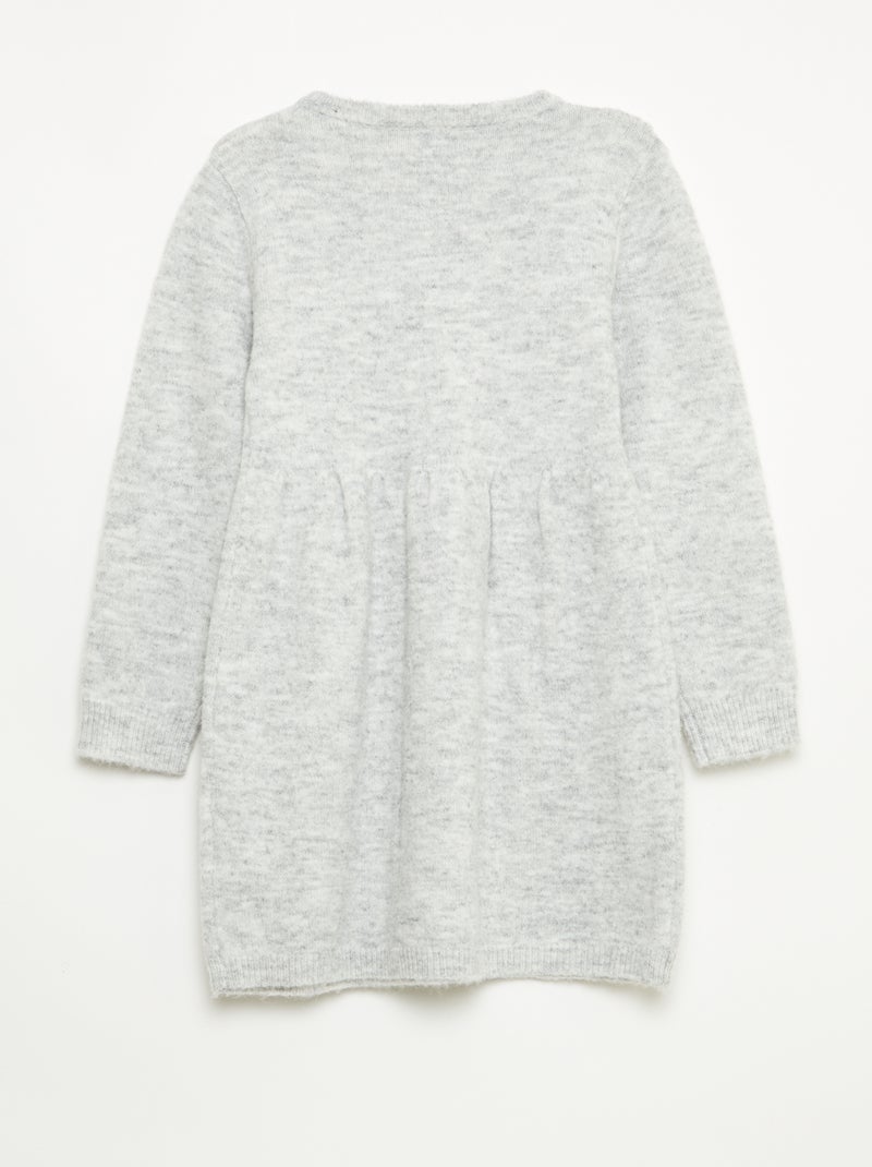 Vestido jersey con punto calado y volantes Gris - Kiabi