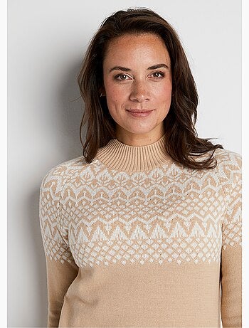 Vestido jersey corto de punto jacquard - AFIBEL