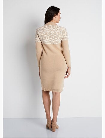 Vestido jersey corto de punto jacquard