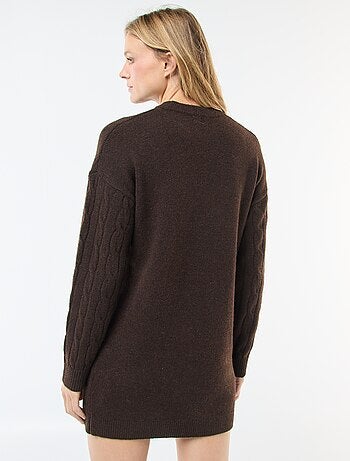 Vestido jersey corto de punto trenzado