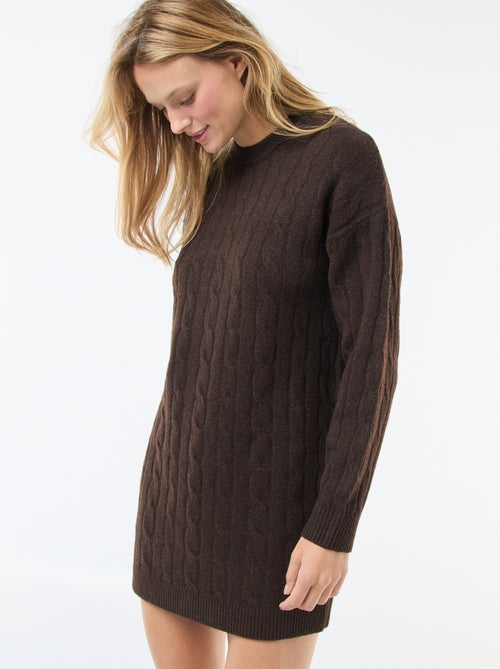 Vestido jersey corto de punto trenzado - Kiabi