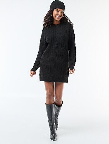 Vestido jersey corto de punto trenzado