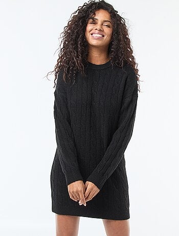 Vestido jersey corto de punto trenzado