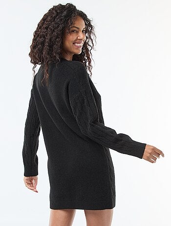 Vestido jersey corto de punto trenzado
