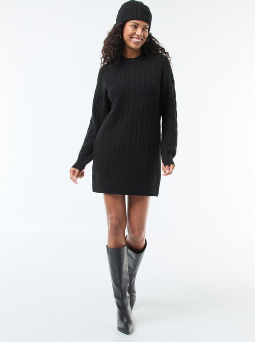 Vestido jersey corto de punto trenzado - Kiabi