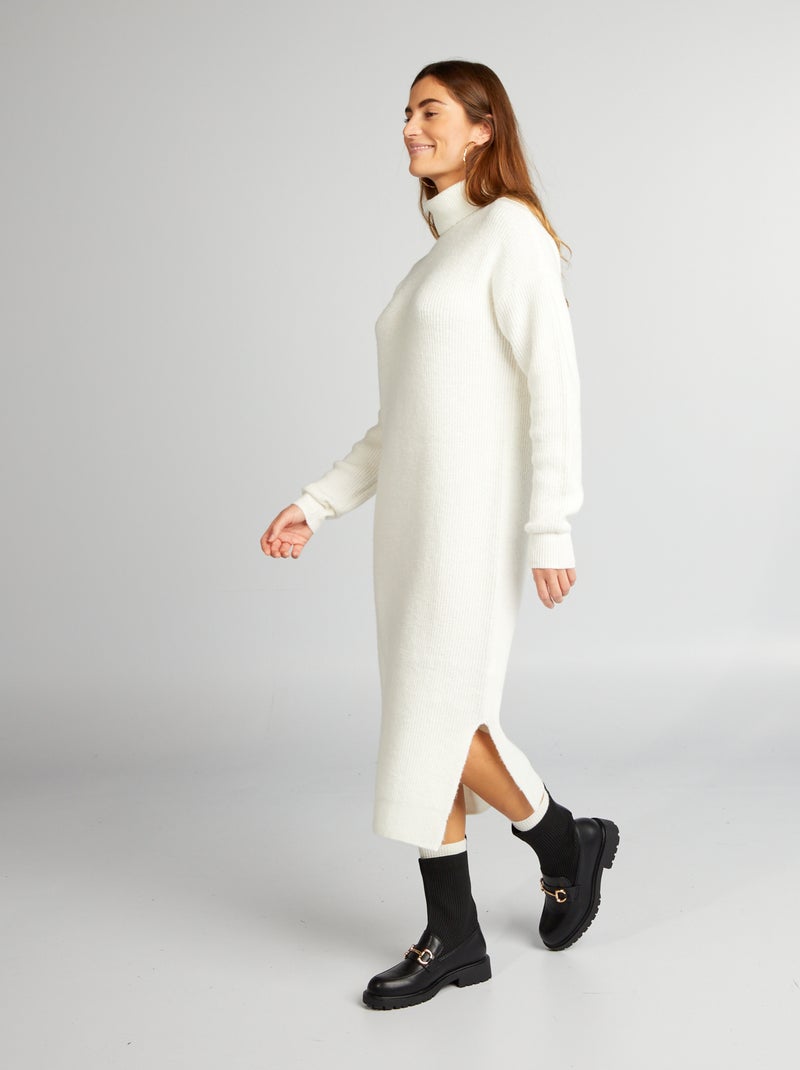 Vestido jersey de cuello vuelto BLANCO - Kiabi