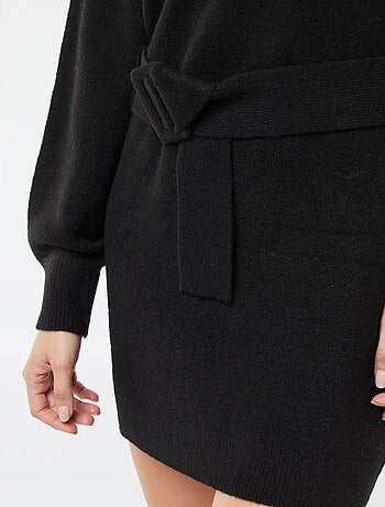 Vestido jersey de manga larga con cinturón