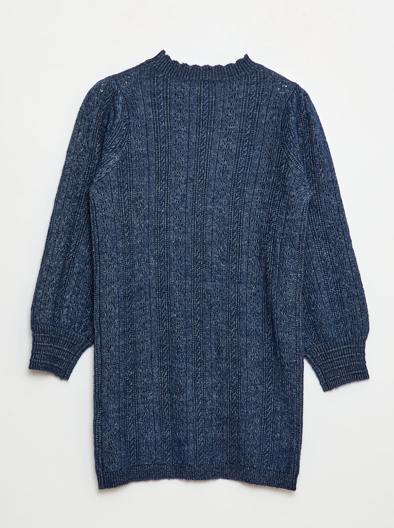 Vestido jersey de punto calado Azul - Kiabi