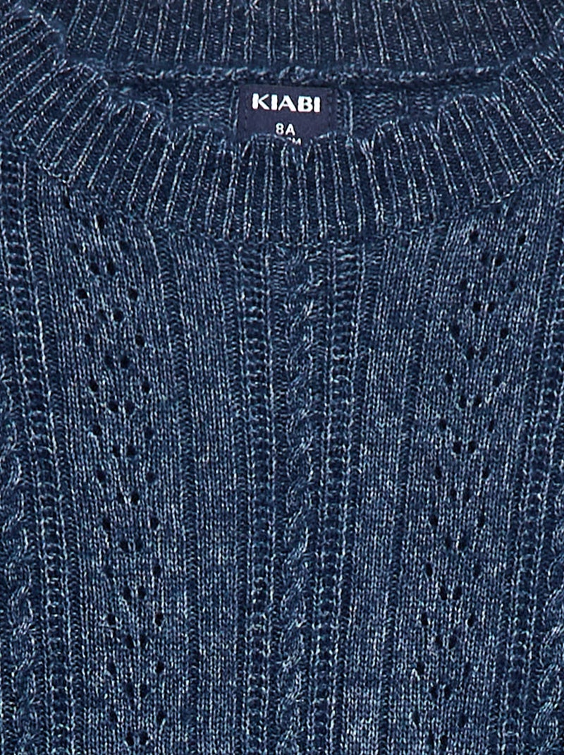 Vestido jersey de punto calado Azul - Kiabi