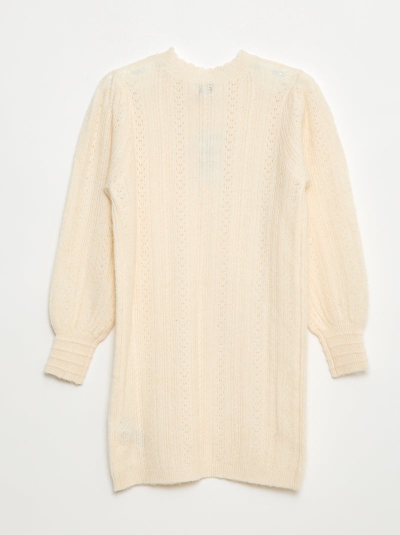 Vestido jersey de punto calado Beige - Kiabi