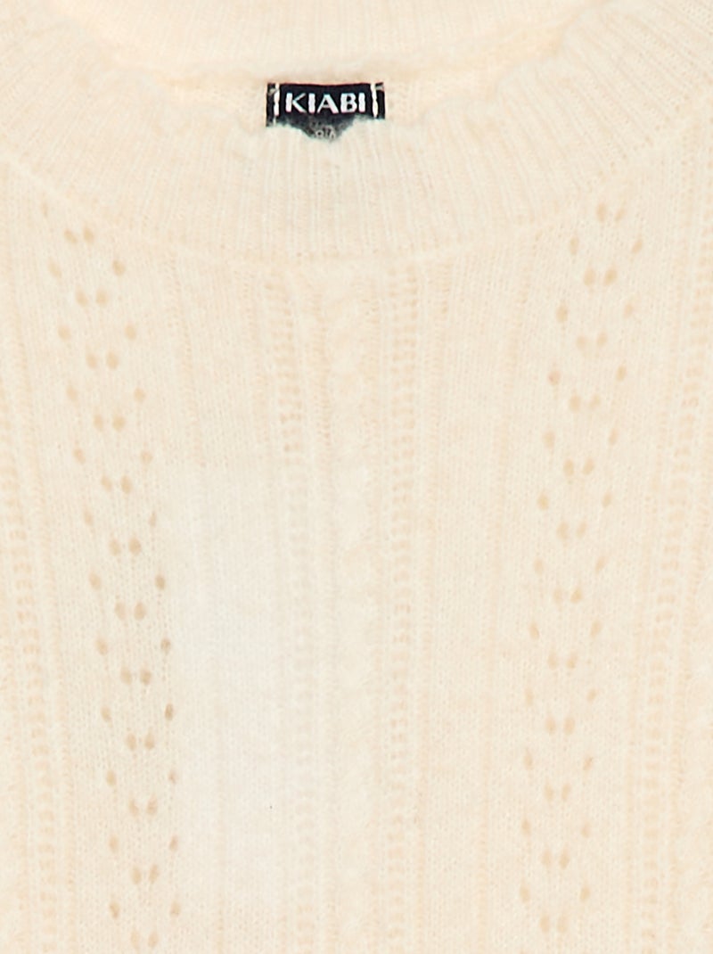 Vestido jersey de punto calado Beige - Kiabi