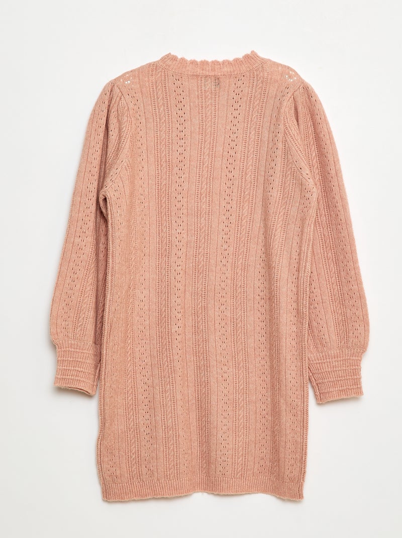 Vestido jersey de punto calado Rosa - Kiabi