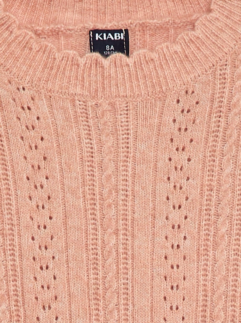 Vestido jersey de punto calado Rosa - Kiabi