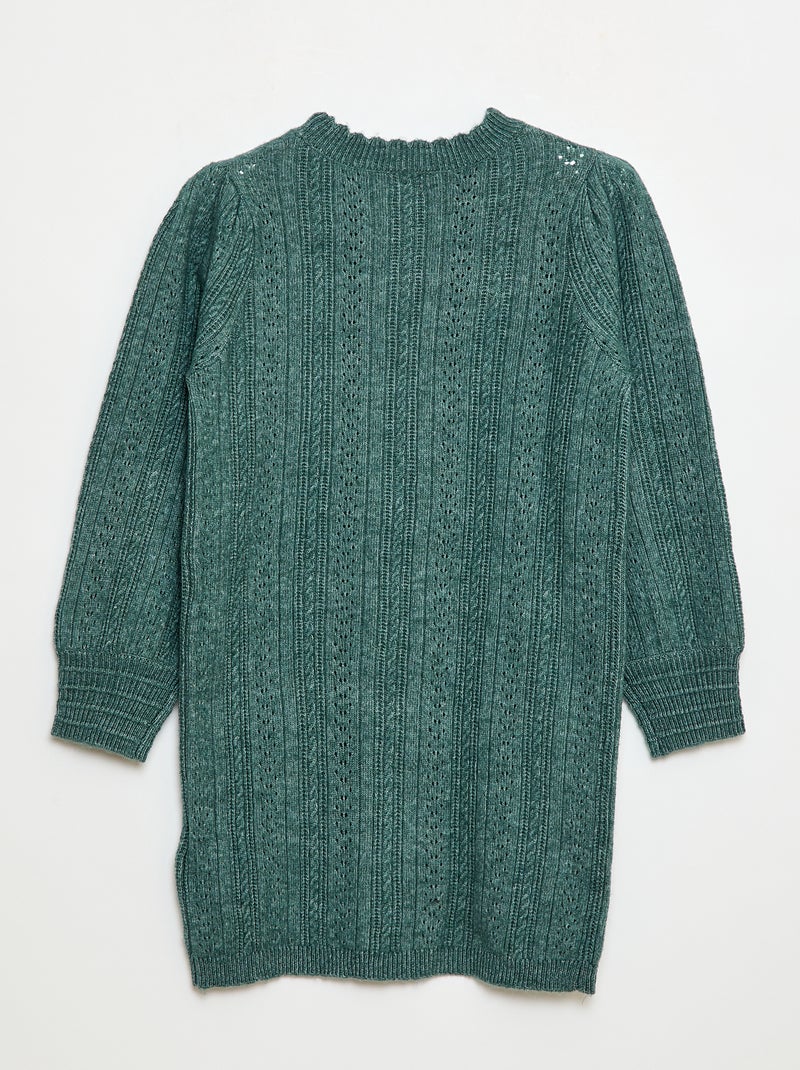Vestido jersey de punto calado Verde - Kiabi