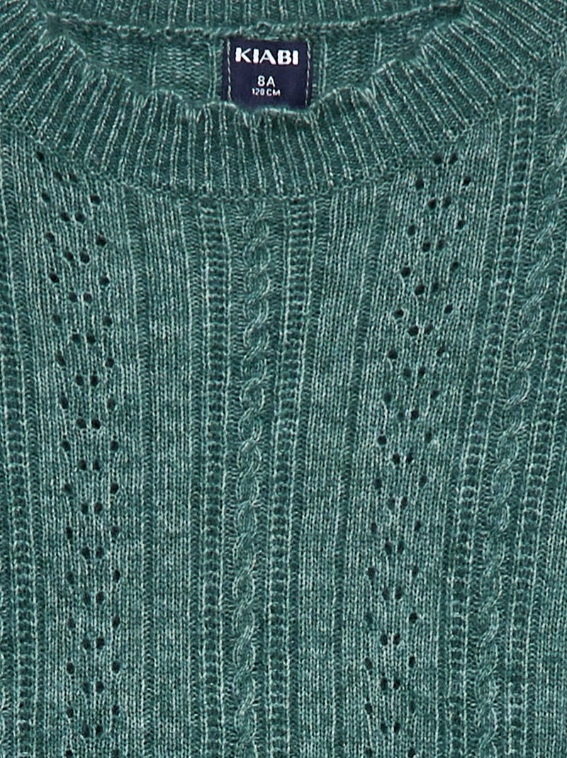 Vestido jersey de punto calado Verde - Kiabi