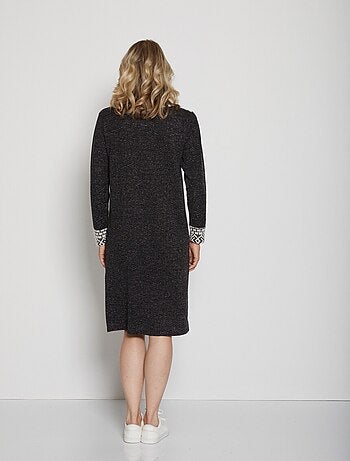 Vestido jersey de punto iridiscente con detalle de jacquard - AFIBEL