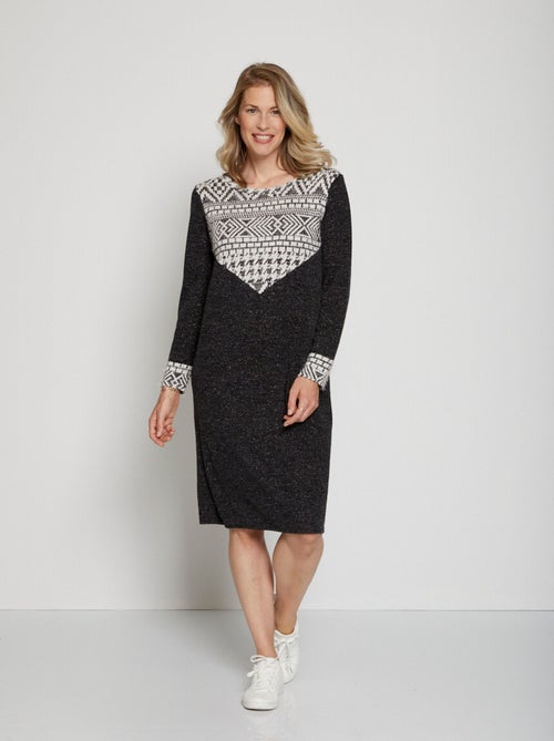 Vestido jersey de punto iridiscente con detalle de jacquard - AFIBEL - Kiabi