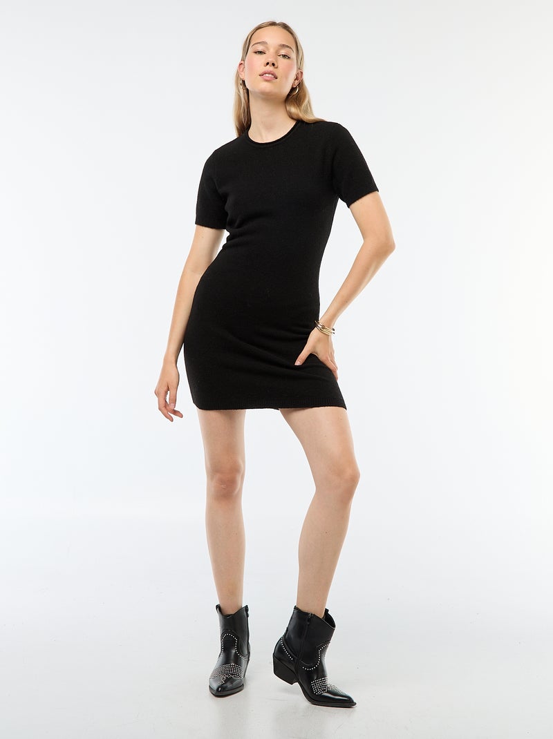 Vestido jersey de punto suave Negro - Kiabi
