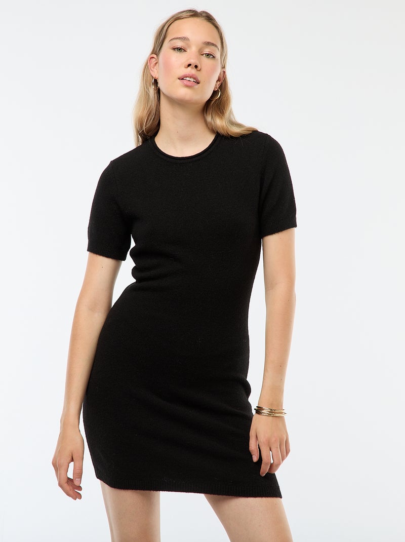 Vestido jersey de punto suave Negro - Kiabi