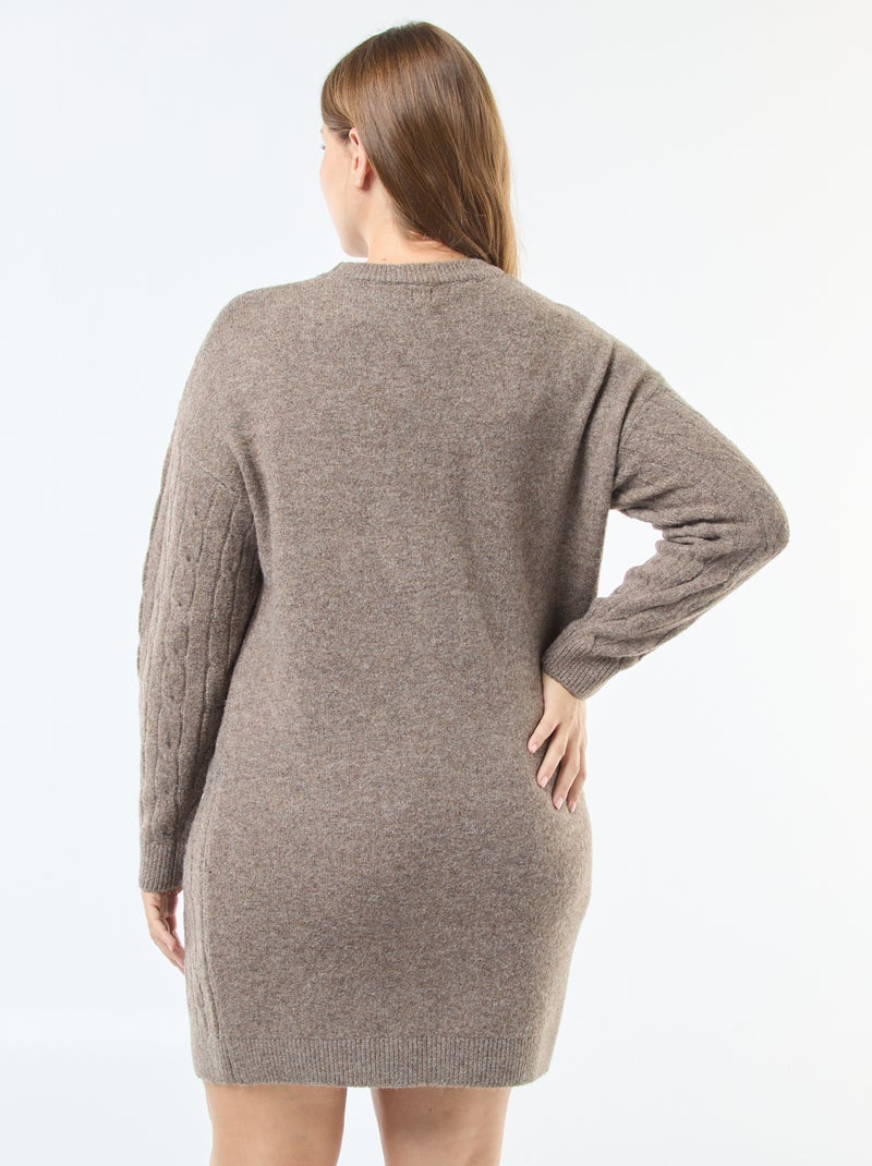 Vestido jersey de punto trenzado Beige - Kiabi