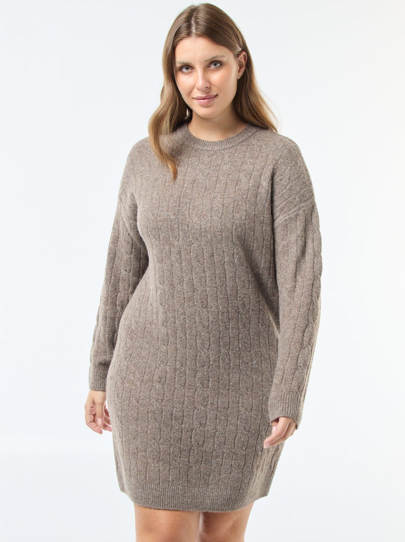 Vestido jersey de punto trenzado Beige - Kiabi