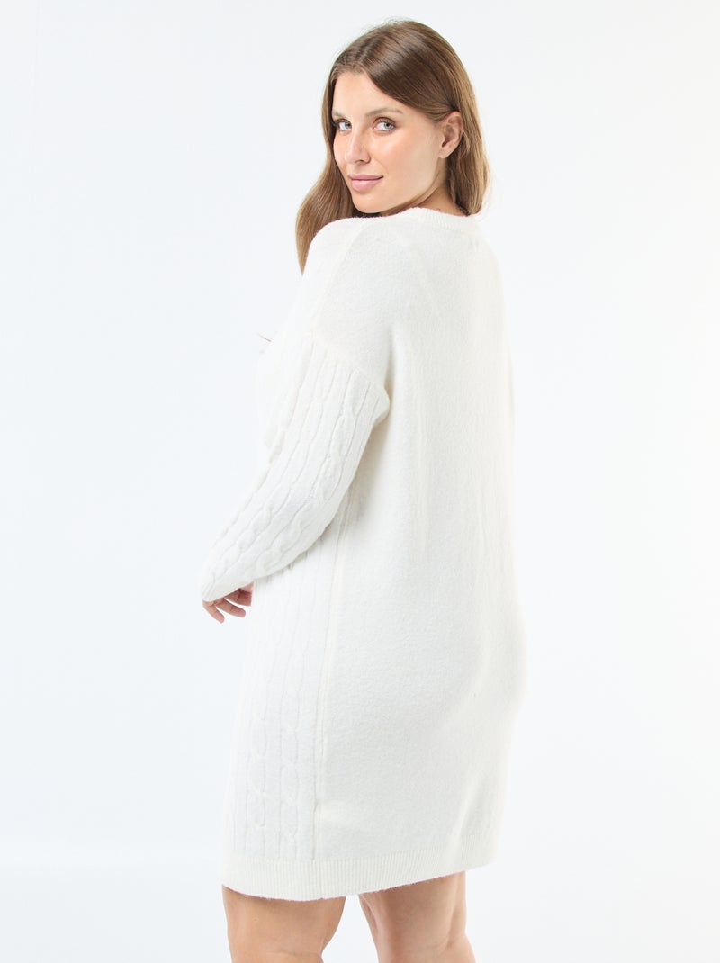 Vestido jersey de punto trenzado Blanco - Kiabi