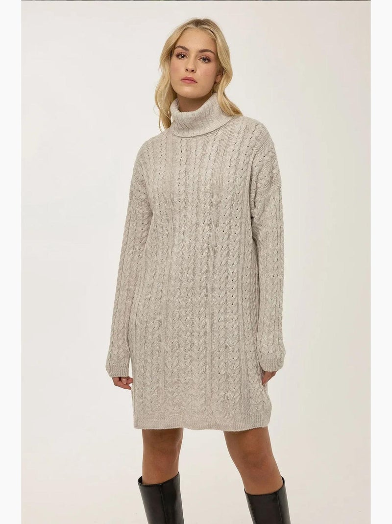 Vestido jersey de punto trenzado hiccup Beige natural - Kiabi