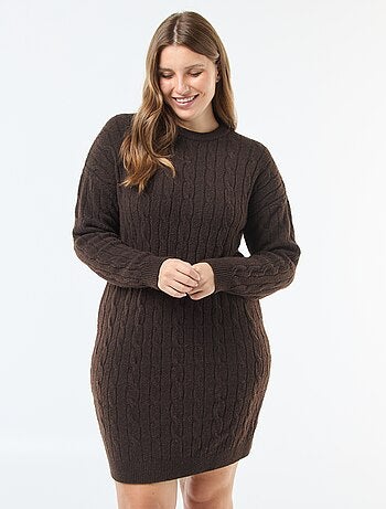 Vestido jersey de punto trenzado