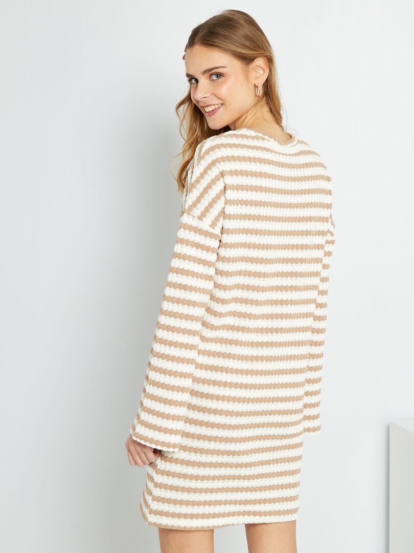 Vestido jersey de punto tricotado BEIGE - Kiabi