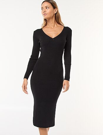 Vestido tipo jersey largo de canalé