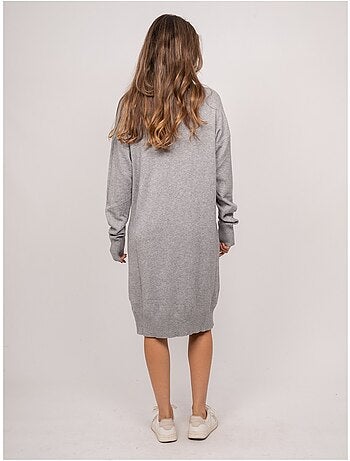 Vestido jersey largo de punto suave con cuello de pico iberna