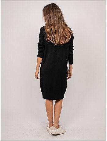 Vestido jersey largo de punto suave con cuello de pico iberna