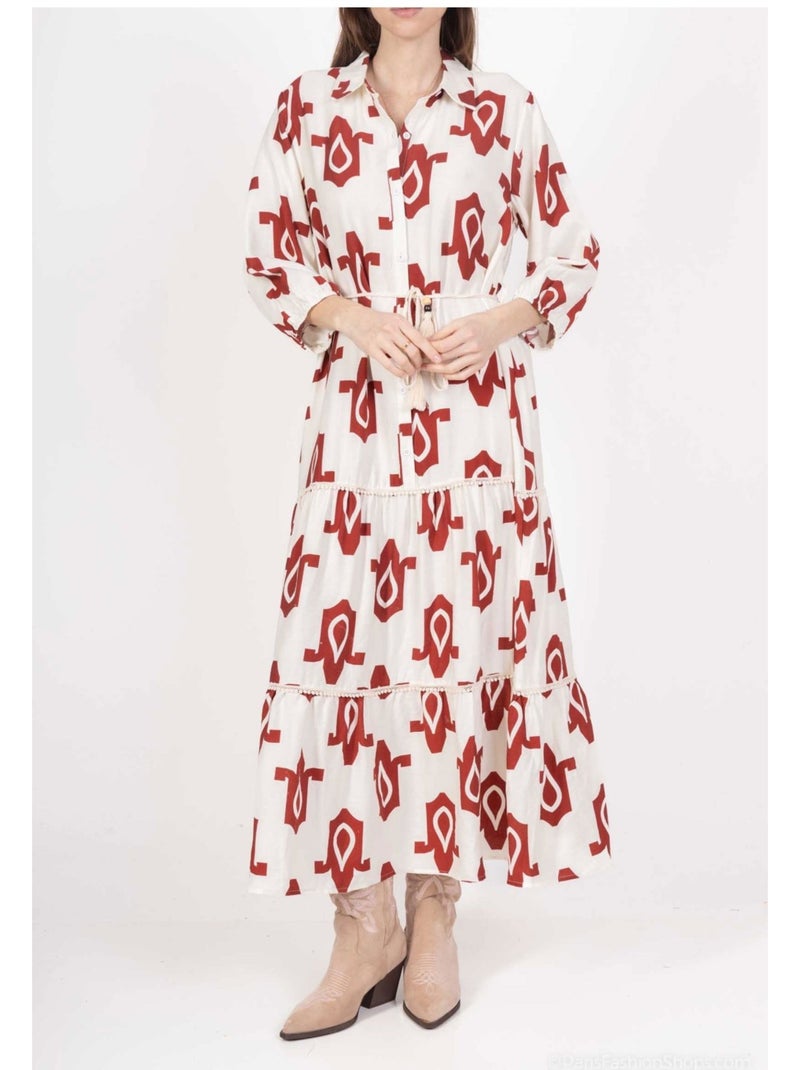 Vestido Kebello Blanco Rojo - Kiabi