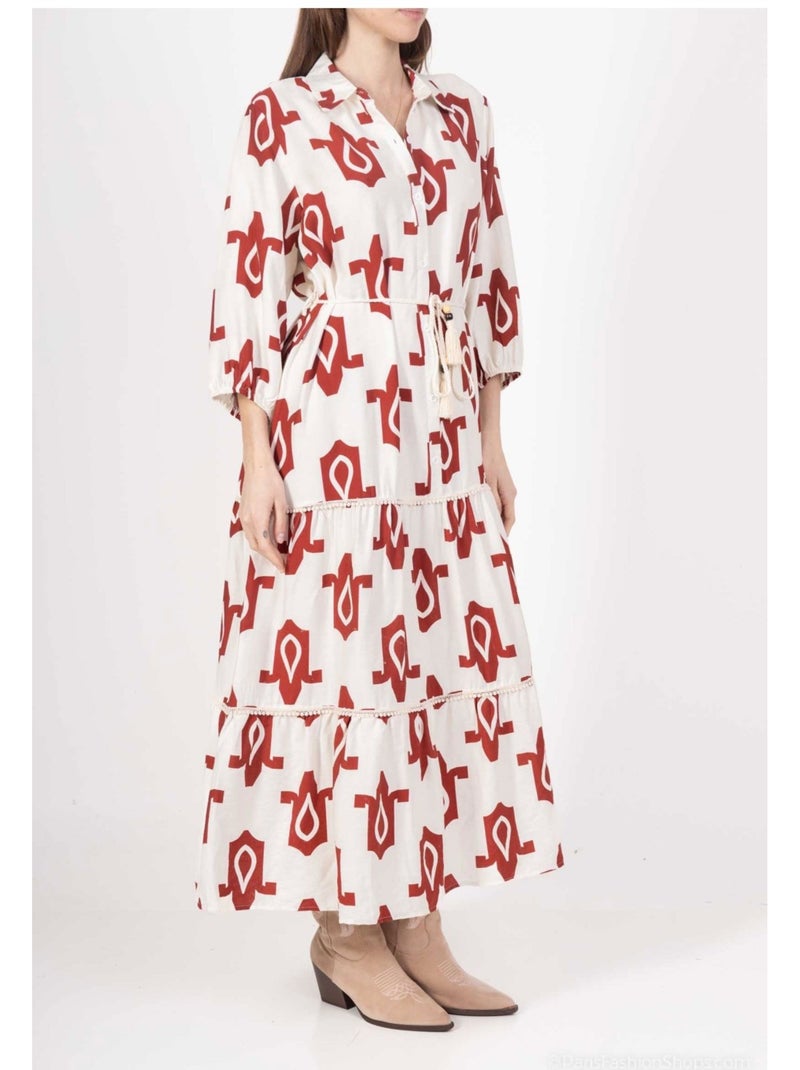 Vestido Kebello Blanco Rojo - Kiabi