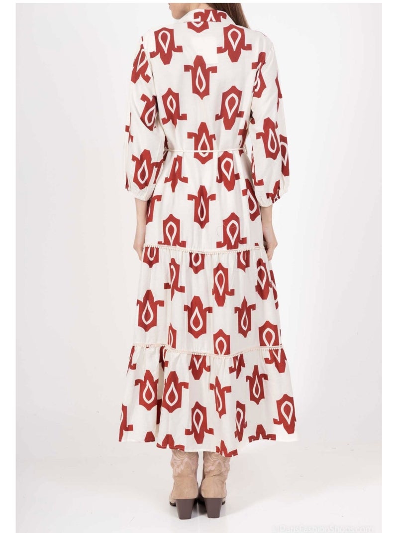 Vestido Kebello Blanco Rojo - Kiabi