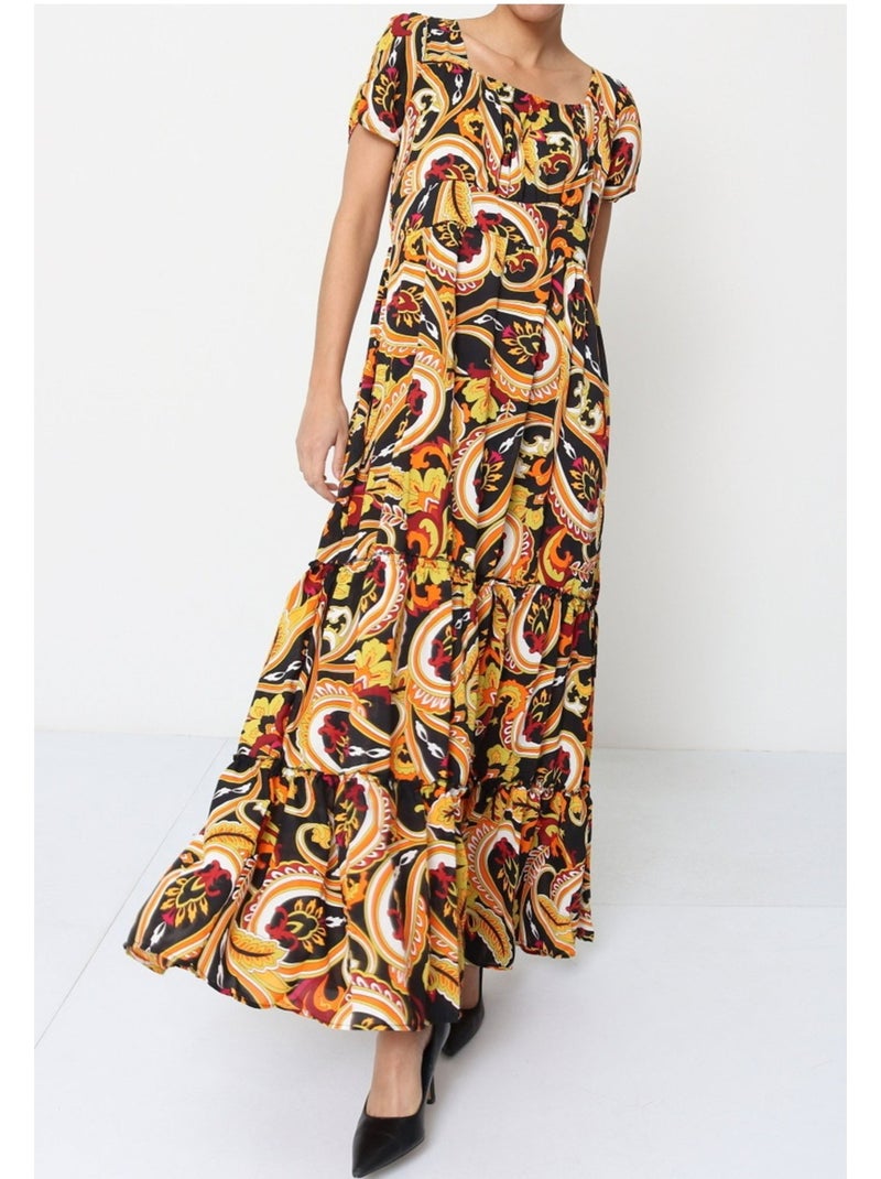 Vestido Kebello Negro Amarillo - Kiabi