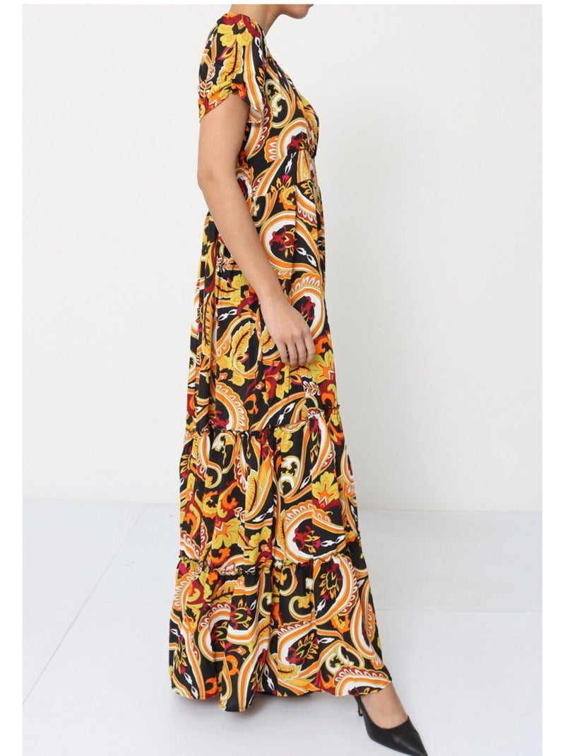 Vestido Kebello Negro Amarillo - Kiabi