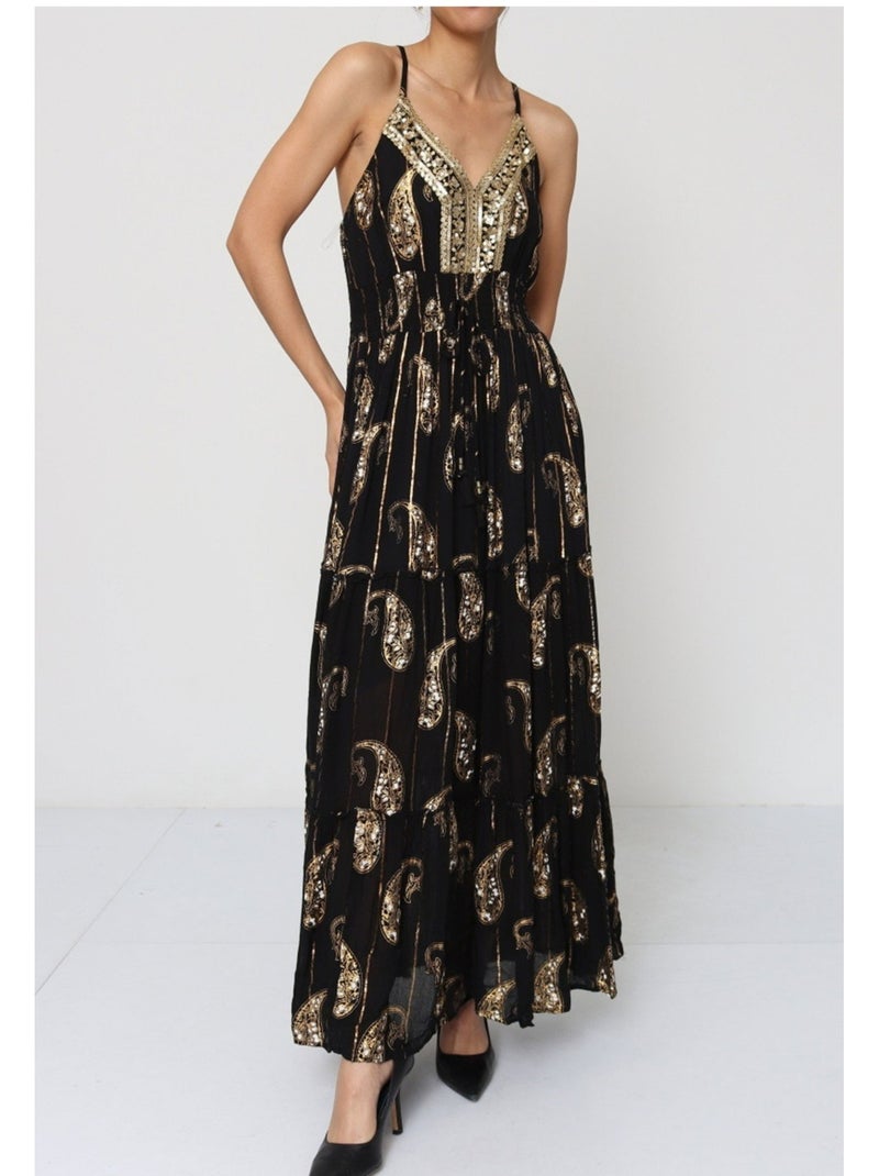 Vestido Kebello Negro Dorado - Kiabi