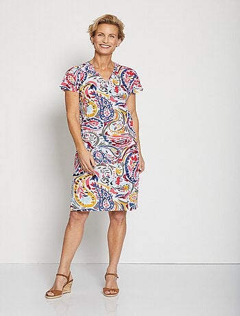 Vestido kimono corto de corte recto - AFIBEL