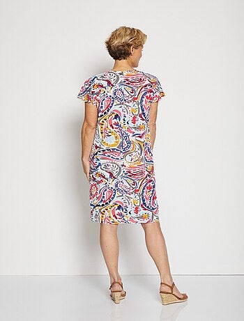 Vestido kimono corto de corte recto - AFIBEL