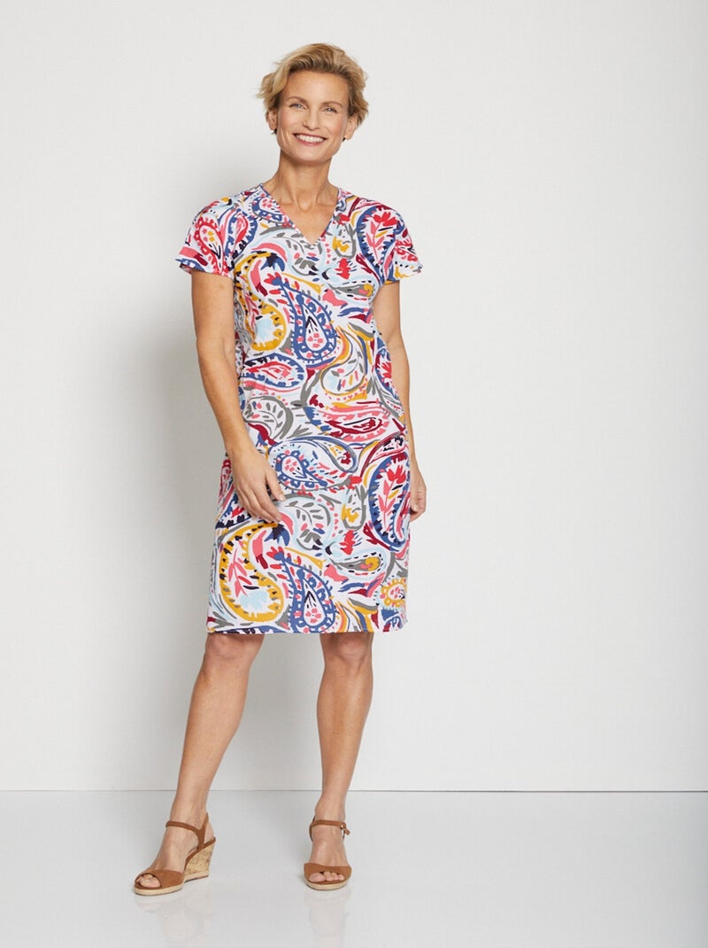 Vestido kimono corto de corte recto - AFIBEL Multicolor - Kiabi
