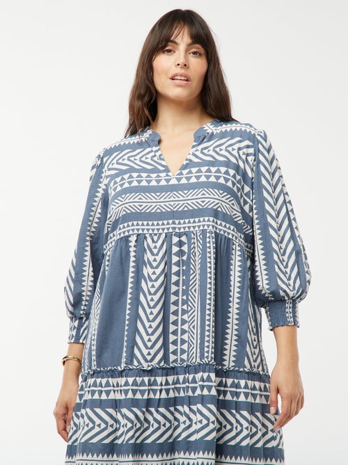 Vestido largo a capas con motivo - Kiabi