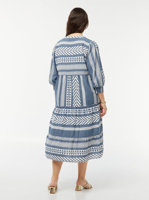 Vestido largo a capas con motivo - Kiabi