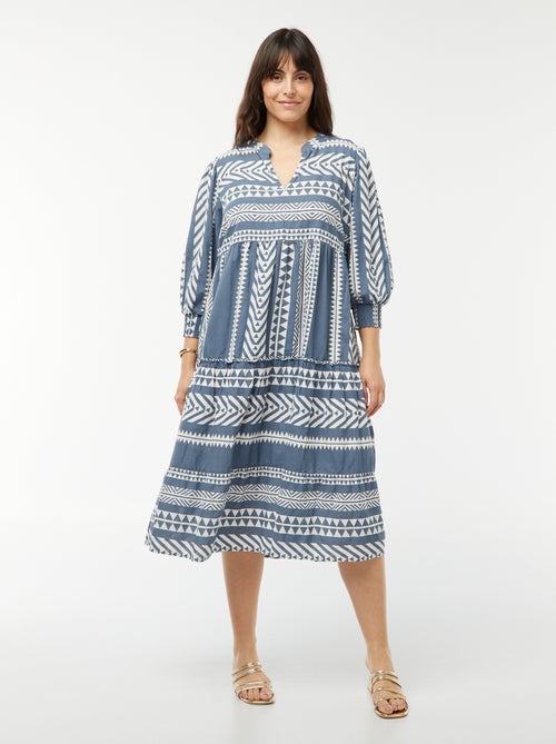 Vestido largo a capas con motivo - Kiabi